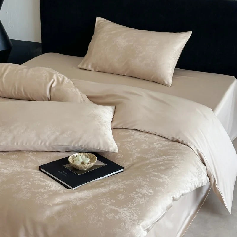 Long Staple Cotton Jacquard Bedding Set Single Double Queen King Size Duvet Cover Bedsheet Pillowcase Luxury Quilt Cover Set