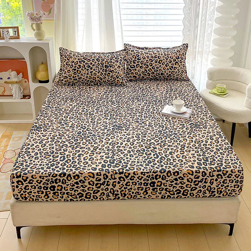 Red Flower Printed Bed Sheet Sets Queen/King Size sabanas cama matrimonial Reactive Printed Fitted Bedsheets for Double Bed