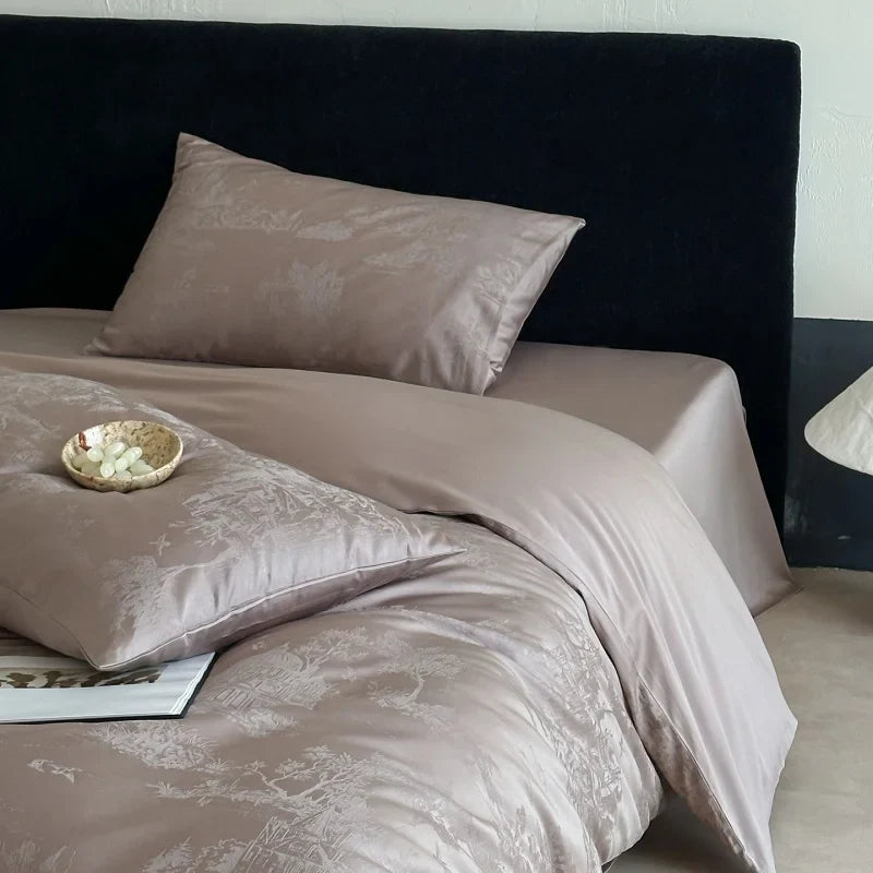Long Staple Cotton Jacquard Bedding Set Single Double Queen King Size Duvet Cover Bedsheet Pillowcase Luxury Quilt Cover Set
