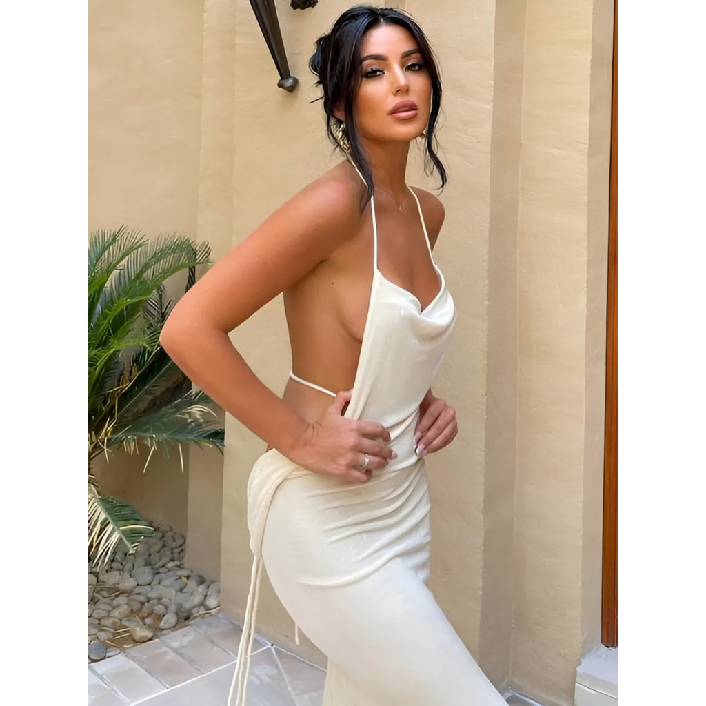 Lace Up Backless Dress