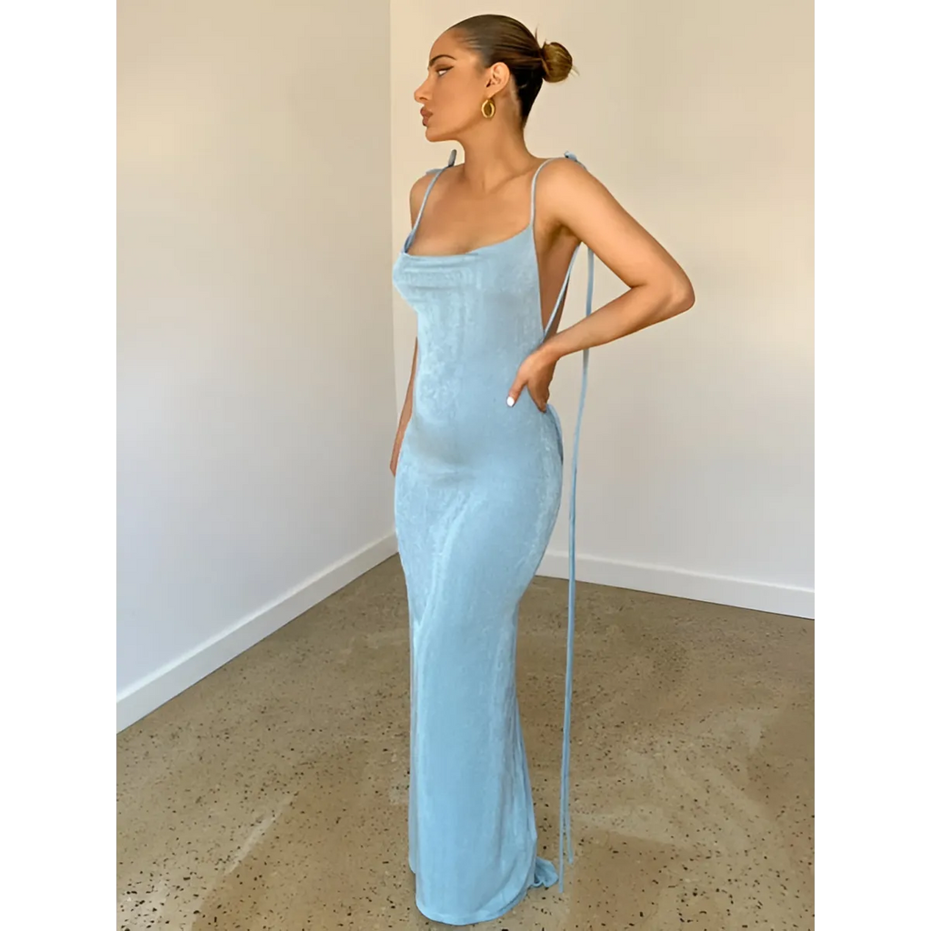 Lace Up Backless Dress
