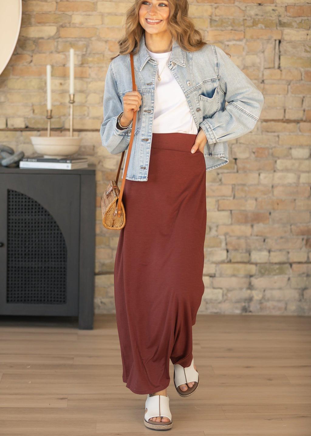 Clarise Rust Premium Knit Maxi Skirt
